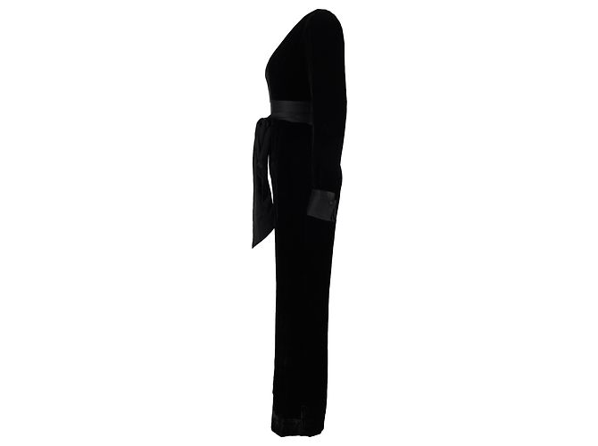 Sash-Jumpsuit aus schwarzem Samt von Diane von Furstenberg - Ansicht 3