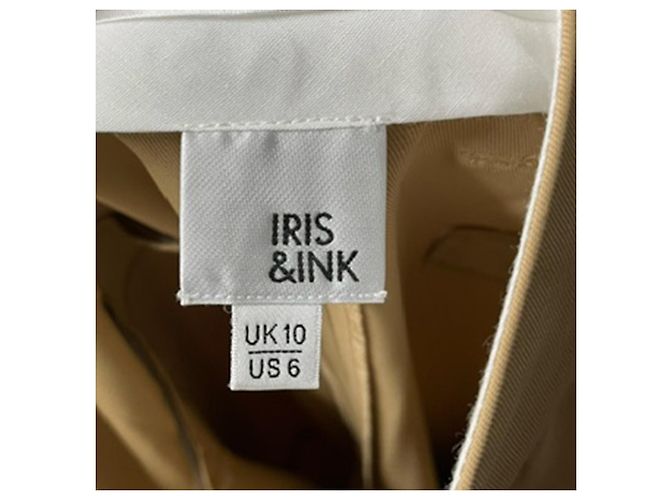 Pantalones plisados Iris & Ink en algodón beige - vista 3