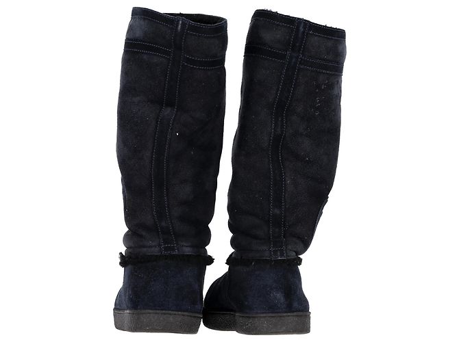 Botas de shearling con logo CC de Chanel en ante azul marino Negro - vista 5