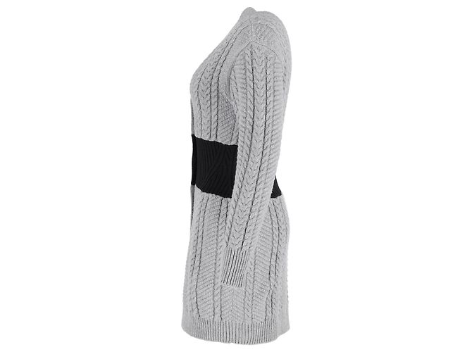 Alexander McQueen Langarm-Kabelstrick-Cardigan aus grauer Wolle - Ansicht 2