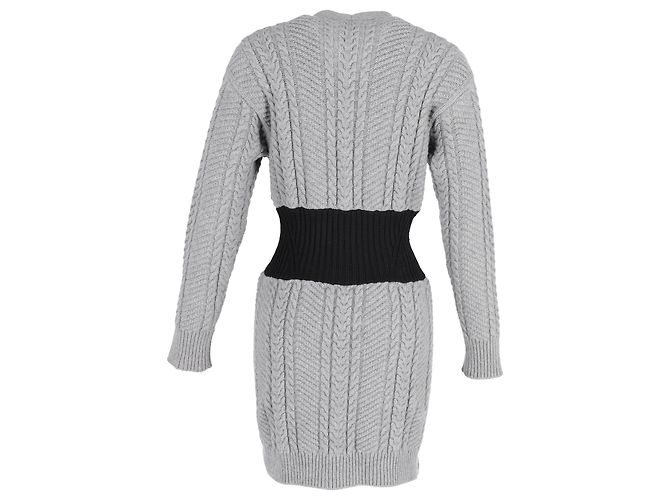 Alexander McQueen Langarm-Kabelstrick-Cardigan aus grauer Wolle - Ansicht 3