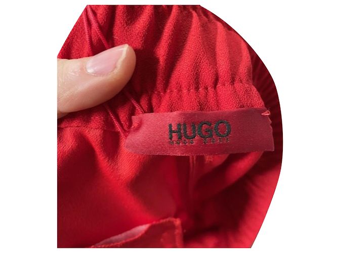 HUGO by Hugo Boss Drawstring Pants in Red Polyester - view 3