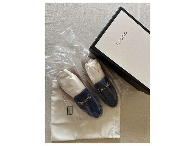 GUCCI Princetown Samt Slipper Blau - Ansicht 2