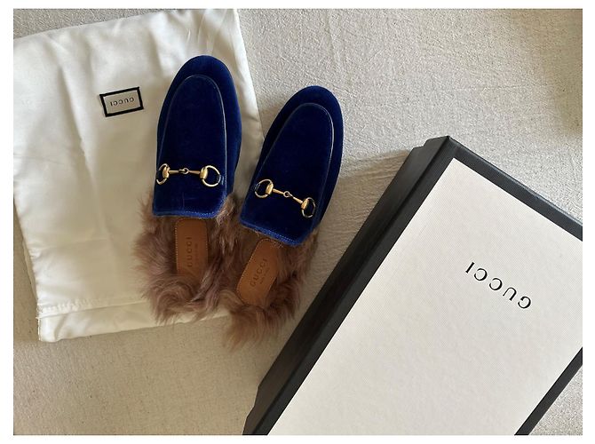 GUCCI Princetown Samt Slipper Blau - Ansicht 5