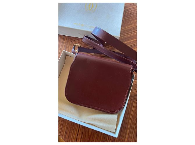 Borsa a tracolla Cartier in pelle bordeaux Bordò - vista 3