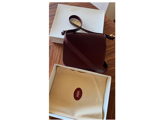 Borsa a tracolla Cartier in pelle bordeaux Bordò - vista 4