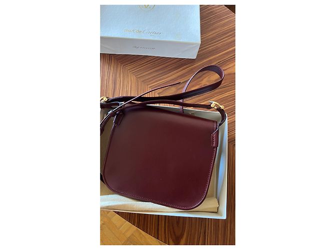 Borsa a tracolla Cartier in pelle bordeaux Bordò - vista 5