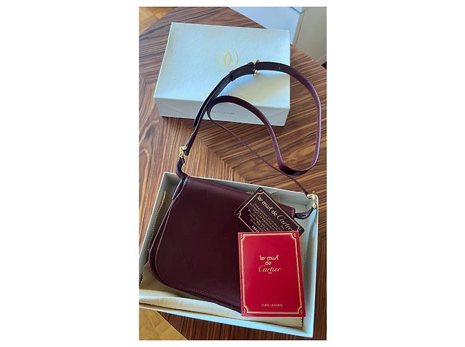 Borsa a tracolla Cartier in pelle bordeaux Bordò - vista 7