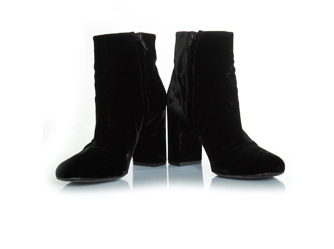 Saint Laurent, stivaletti in velluto neri Nero - vista 3