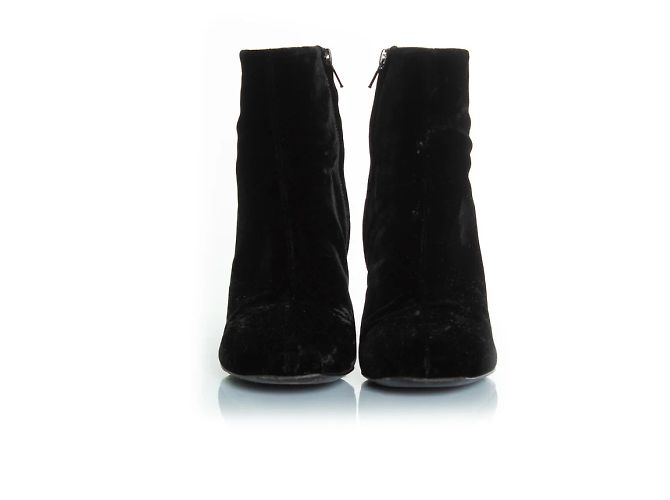 Saint Laurent, stivaletti in velluto neri Nero - vista 4