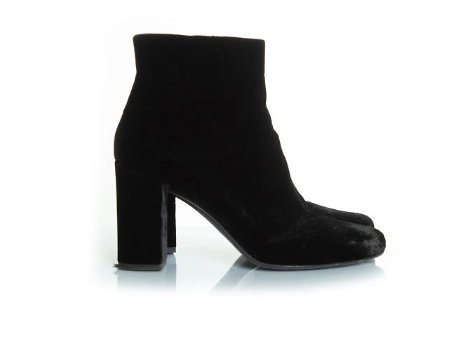 Saint Laurent, stivaletti in velluto neri Nero - vista 5