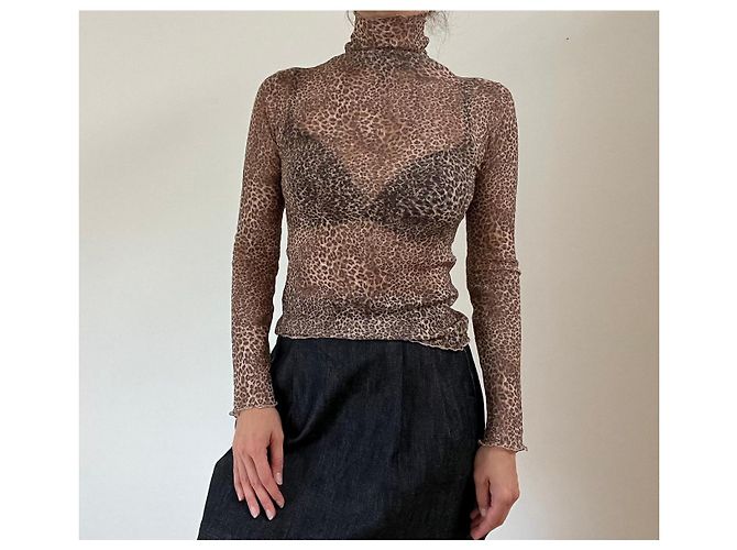 Autre Marque Pierre Mantoux Bluse Braun Polyamid M - Ansicht 2