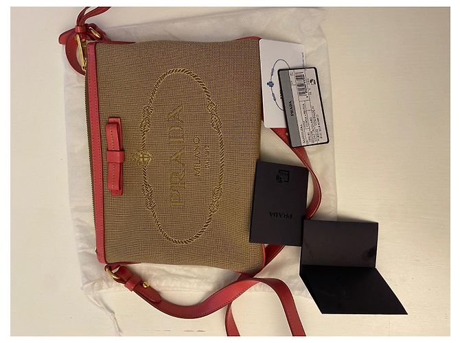 Bolso Prada beige de piel y tela - vista 5
