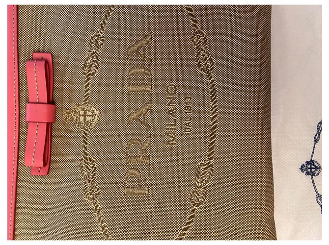 Bolso Prada beige de piel y tela - vista 7