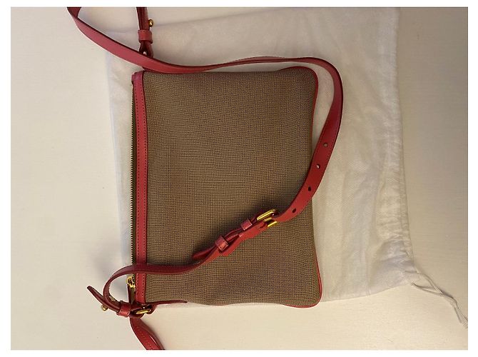 Bolso Prada beige de piel y tela - vista 8