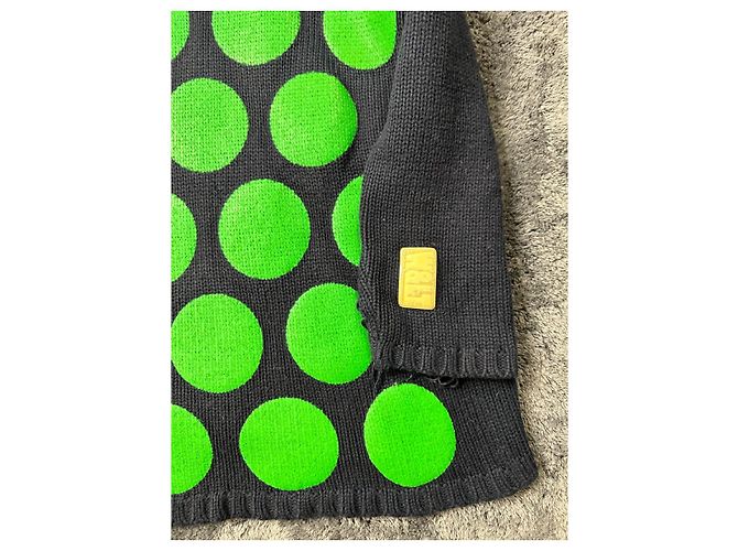 Gestrickter Pullover Giant Pois von Walter Van Beirendonck W&LT aus der Herbst-Winter-Kollektion 1996-1997. Blau Grün - Ansicht 3