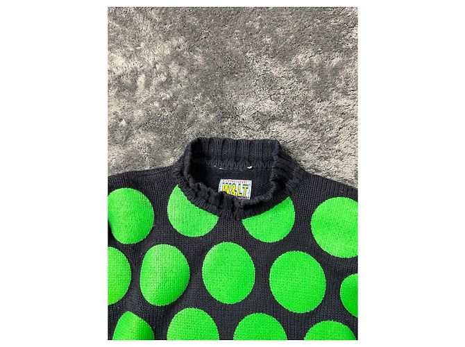 Gestrickter Pullover Giant Pois von Walter Van Beirendonck W&LT aus der Herbst-Winter-Kollektion 1996-1997. Blau Grün - Ansicht 6