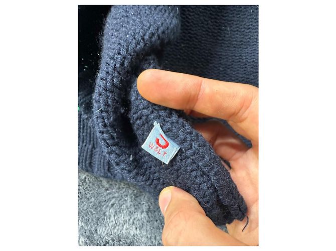 Gestrickter Pullover Giant Pois von Walter Van Beirendonck W&LT aus der Herbst-Winter-Kollektion 1996-1997. Blau Grün - Ansicht 8