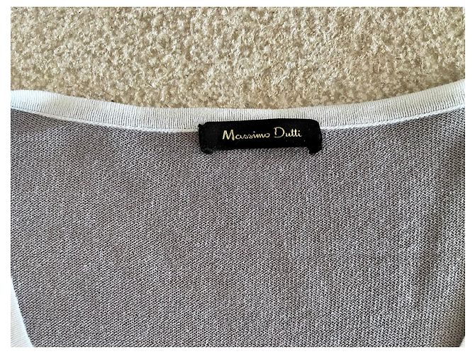 Hellgrauer feiner Stricktop mit Raffung von Massimo Dutti Größe M oder 36-38 Weiß - Ansicht 4
