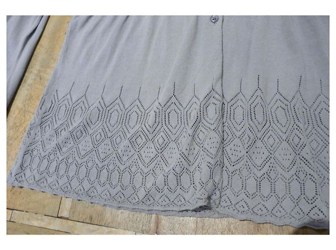 Hellgrauer feiner Stricktop mit Raffung von Massimo Dutti Größe M oder 36-38 Weiß - Ansicht 8