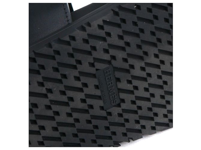 HERMÈS - Sandali Chypre di Hermès in pelle nera liscia (Taglia 36) Nero - vista 6