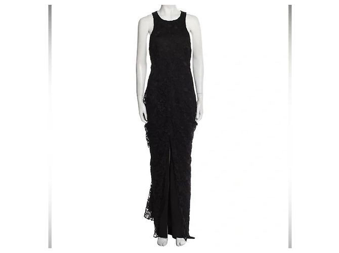 Vera Wang Abendkleid mit Schleppe aus schwarzer Spitze - Ansicht 2