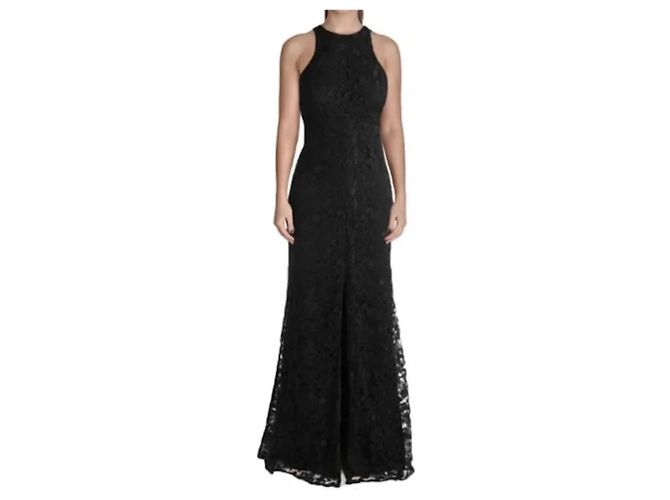 Vera Wang Abendkleid mit Schleppe aus schwarzer Spitze - Ansicht 5