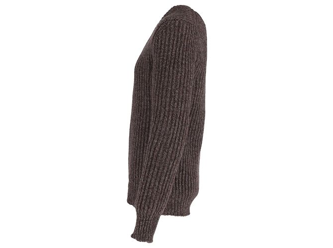 Brauner Wollpullover mit Rundhalsausschnitt aus Rippstrick von Dolce & Gabbana - Ansicht 2