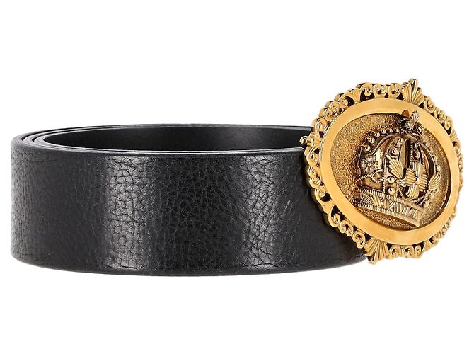 Gürtel aus schwarzem Kalbsleder mit Dolce & Gabbana Krone Logo-Plakette - Ansicht 2