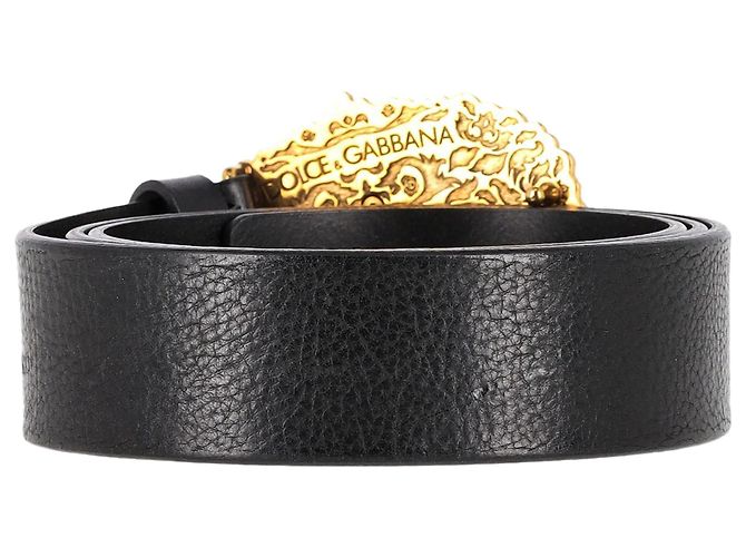 Gürtel aus schwarzem Kalbsleder mit Dolce & Gabbana Krone Logo-Plakette - Ansicht 3