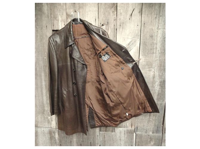 Autre Marque Lederjacke für Herren dunkelbraun - Ansicht 5