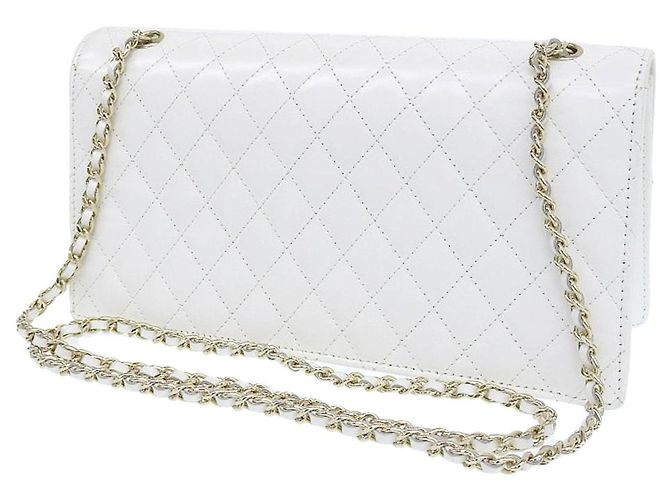 Borsa a spalla in pelle con catena Chanel bianca Bianco - vista 2