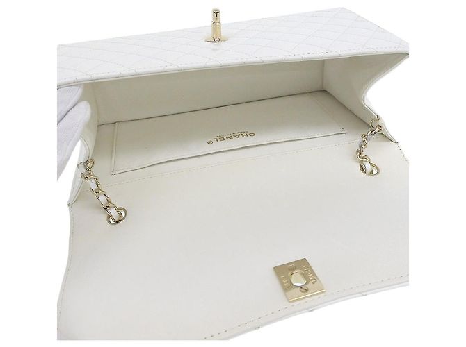 Borsa a spalla in pelle con catena Chanel bianca Bianco - vista 3