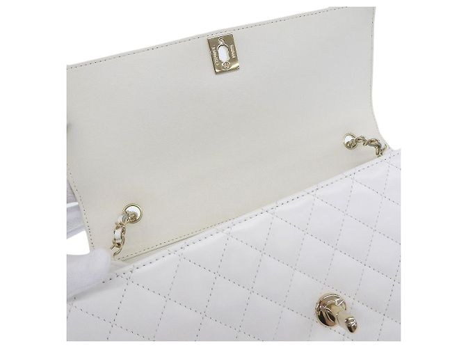 Borsa a spalla in pelle con catena Chanel bianca Bianco - vista 6