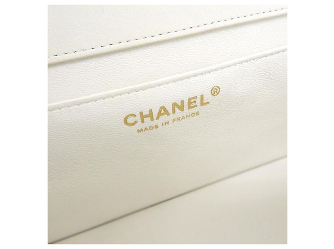 Borsa a spalla in pelle con catena Chanel bianca Bianco - vista 7