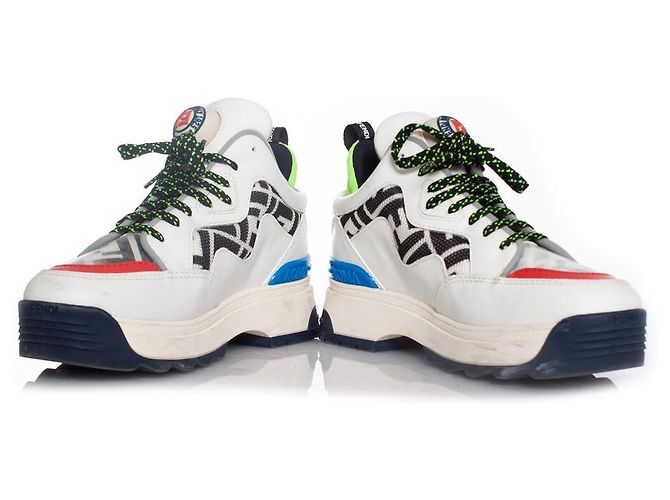 Fendi, sneakers T REX in pelle bianca Bianco Multicolore - vista 3
