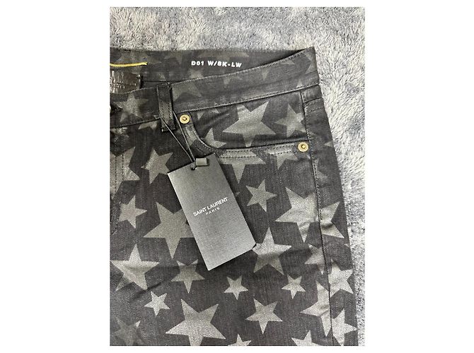 Jeans de denim con estampado de estrellas de Saint Laurent por Hedi Slimane de la colección primavera-verano 2016. Negro - vista 4