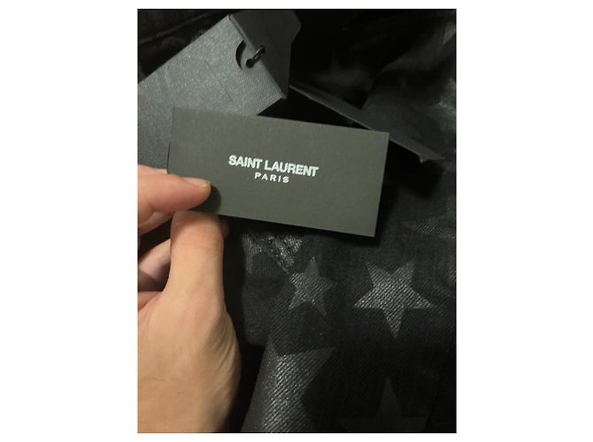 Jeans de denim con estampado de estrellas de Saint Laurent por Hedi Slimane de la colección primavera-verano 2016. Negro - vista 8