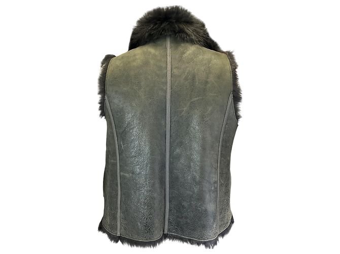 Olivegrüner Lammfellweste Yves Salomon Meteo - Ansicht 3