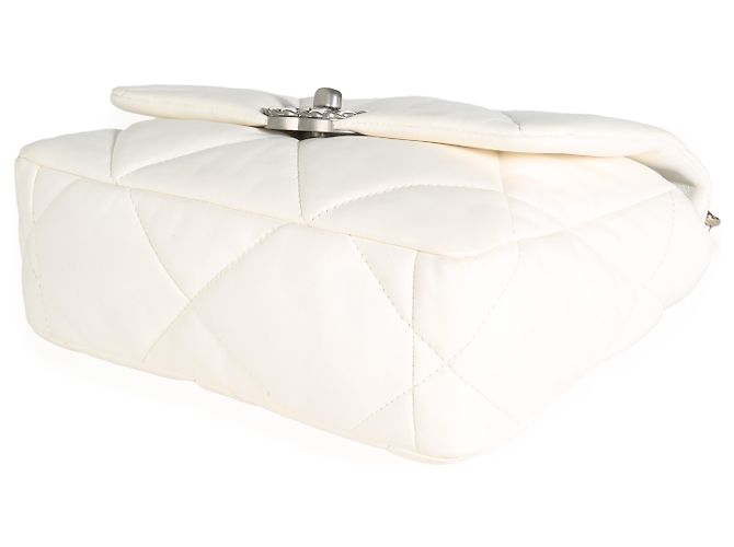 Bolsa Chanel 19 pequena em couro de cordeiro acolchoado branco - vista 6