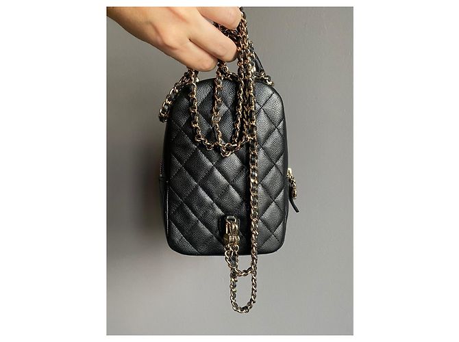 Chanel Classic 24C CC Mini Zaino in Pelle Nera Nero - vista 15