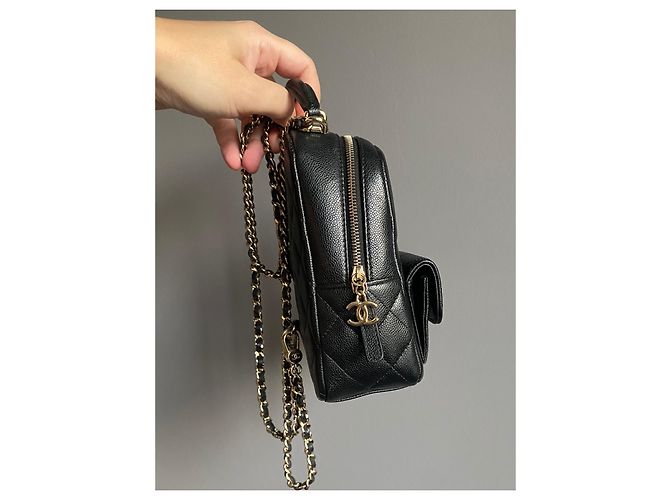 Chanel Classic 24C CC Mini Zaino in Pelle Nera Nero - vista 16