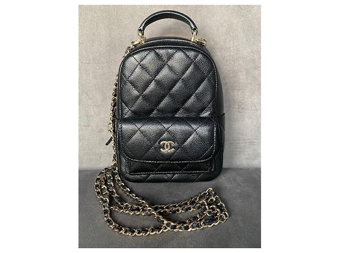 Chanel Classic 24C CC Mini Zaino in Pelle Nera Nero - vista 2