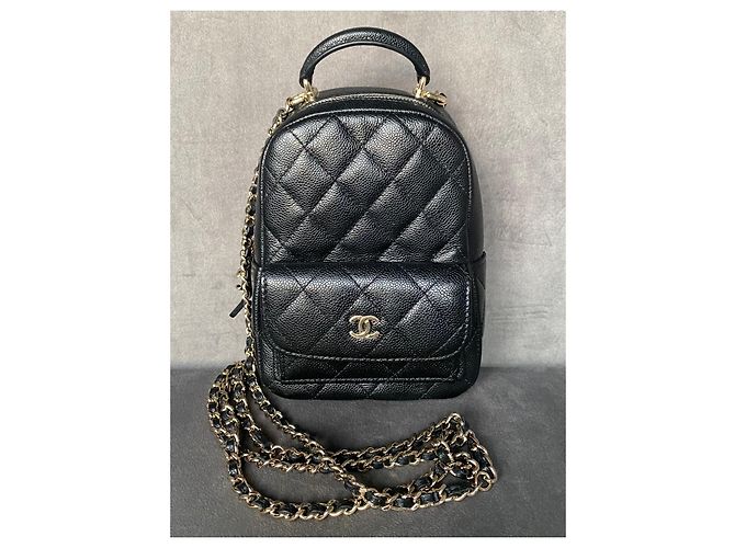 Chanel Classic 24C CC Mini Zaino in Pelle Nera Nero - vista 4