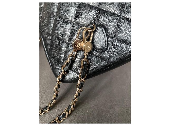 Chanel Classic 24C CC Mini Zaino in Pelle Nera Nero - vista 8