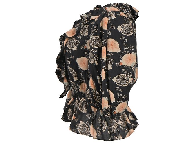 Blusa in cotone nero con stampa floreale e scollo a V Ulla Johnson - vista 2
