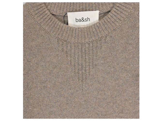 Ba&Sh Keane Pullover aus brauner Wolle mit Rundhalsausschnitt und dekorativen Bündchen - Ansicht 4