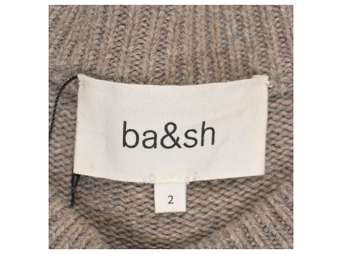 Ba&Sh Keane Pullover aus brauner Wolle mit Rundhalsausschnitt und dekorativen Bündchen - Ansicht 5