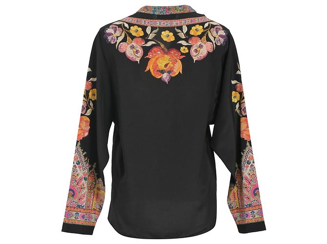 Blusa estampada Etro en seda negra Negro - vista 3