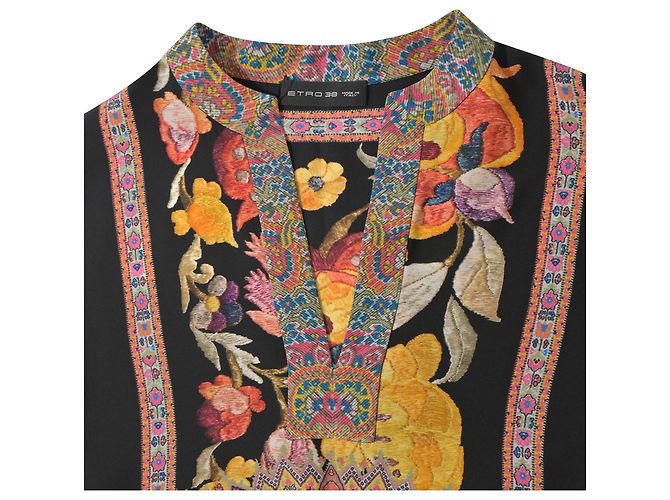 Blusa estampada Etro en seda negra Negro - vista 5